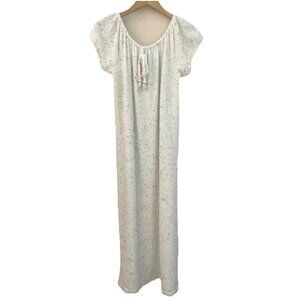 Vintage 70s Terry Cloth Maxi Dress Cover Up Women's M Confetti Print Mrs. Roper